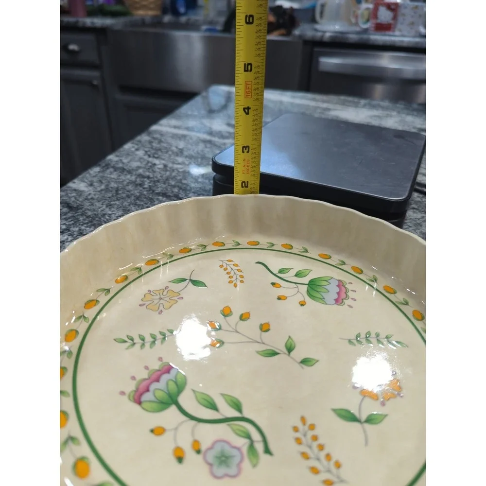 Vintage Ceramic Floral Quiche Tart Pan Cottage Core Granny Core